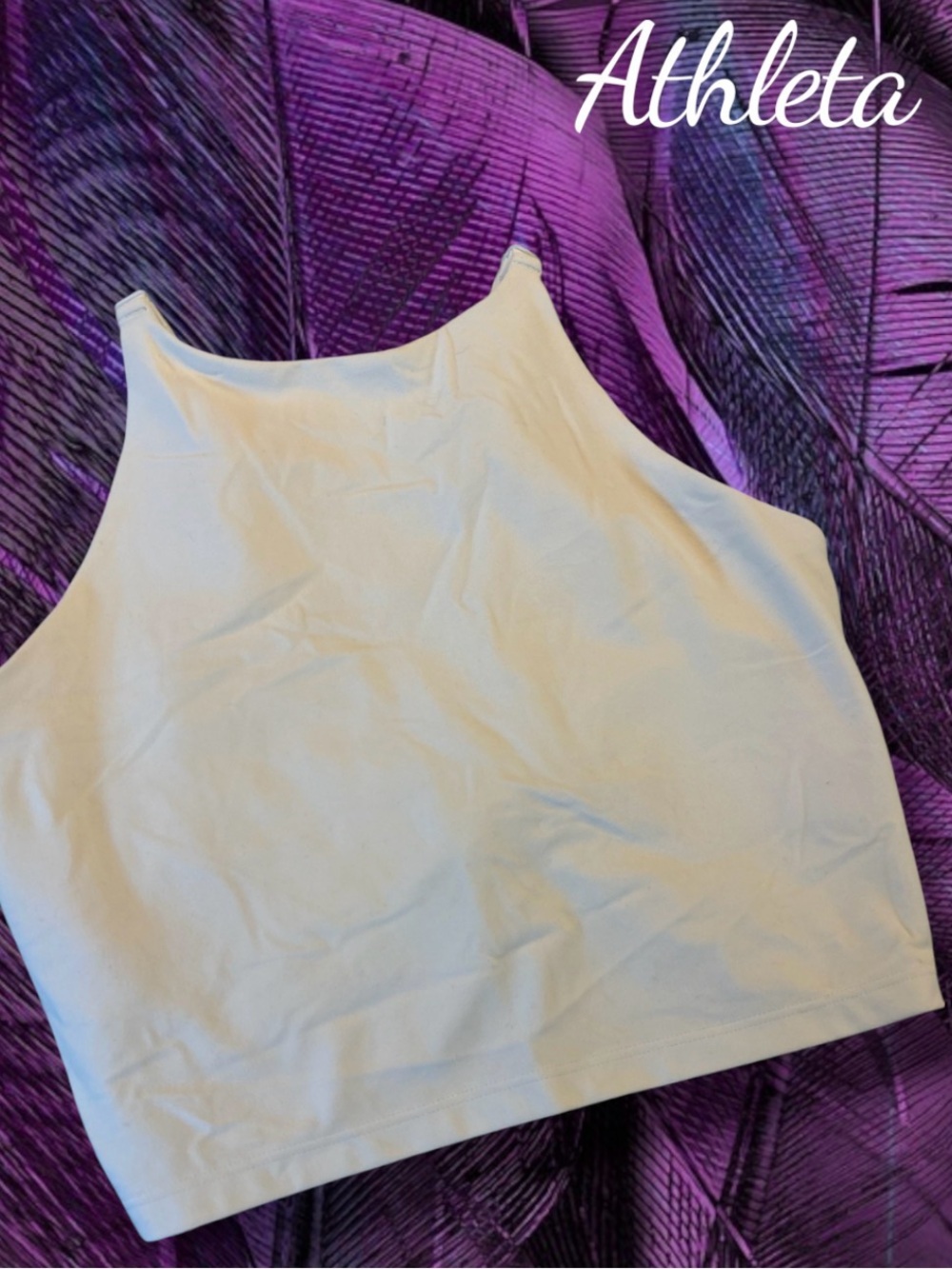 Athleta White High Neck Cutout Crop Sports Bra Tank Top Size Small
